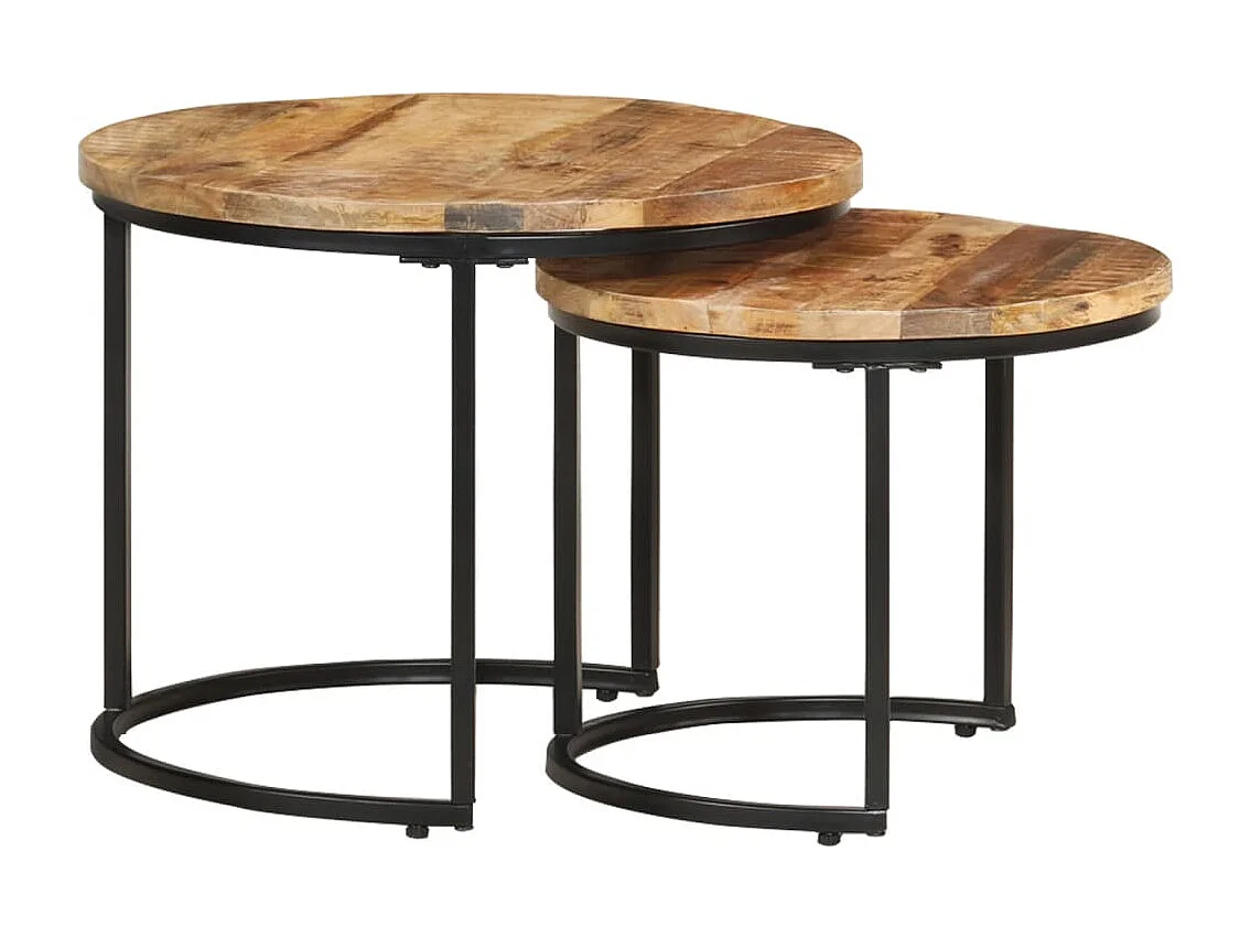 Tavolini Impilabili 2 pz-Tavolino Basso in Legno di Mango Grezzo SHL496