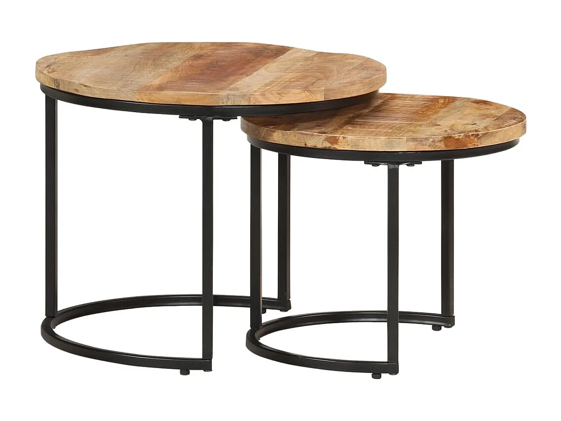 Tavolini Impilabili 2 pz-Tavolino Basso in Legno di Mango Grezzo SHL496
