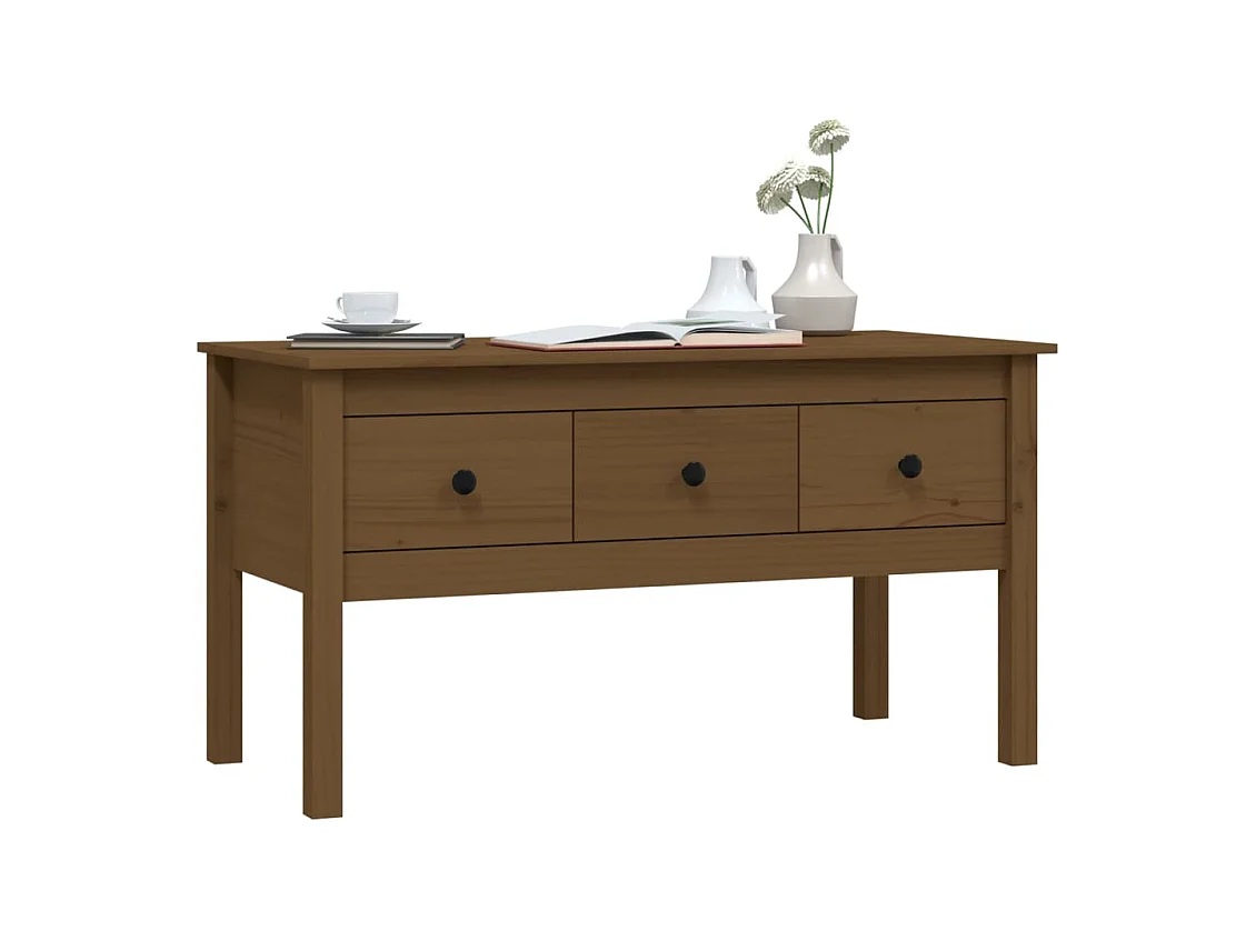 Table basse salon-Table d'appoint Marron miel 102x49x55 cm Bois massif de pin SHL5095