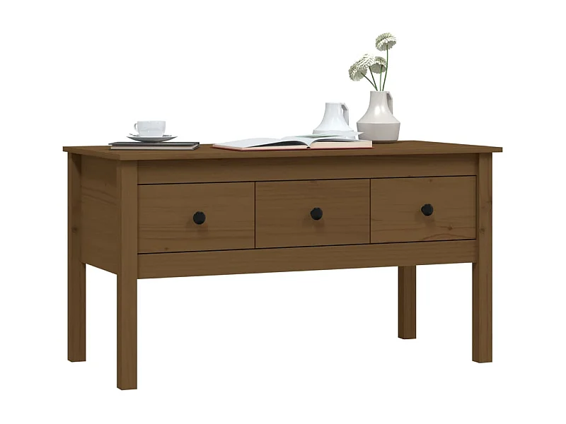 Table basse salon-Table d'appoint Marron miel 102x49x55 cm Bois massif de pin SHL5095