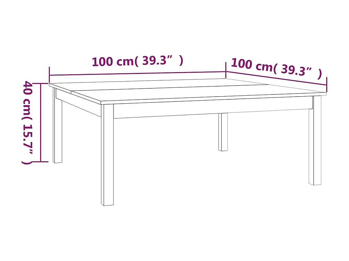Table basse salon-Table d'appoint Marron miel 100x100x40 cm Bois massif de pin SHL35994