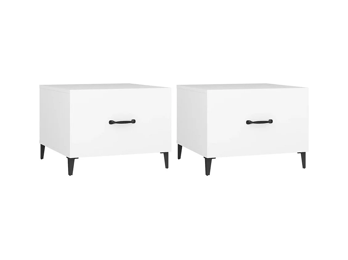 Salontafel Set van 2 | Woonkamertafel | Koffietafel met metalen poten 50x50x40 cm wit