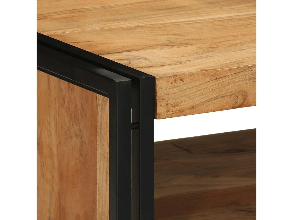 Mesas de centro | Mesa auxiliar con patas metal 2 uds roble ahumado 50x50x40 cm SHL2325
