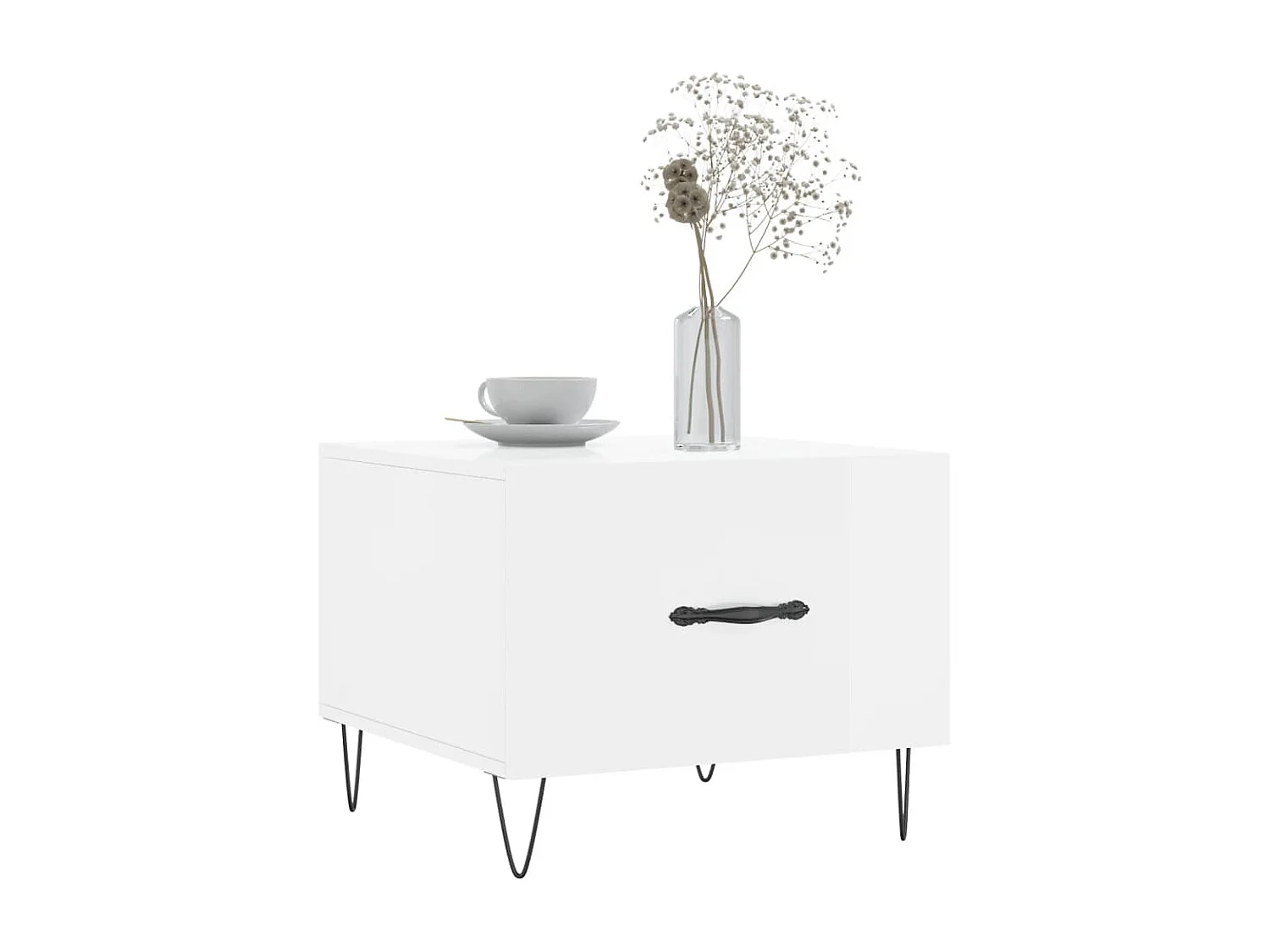 Table basse salon-Table d'appoint blanc brillant 50x50x40 cm bois d'ingénierie SHL99205