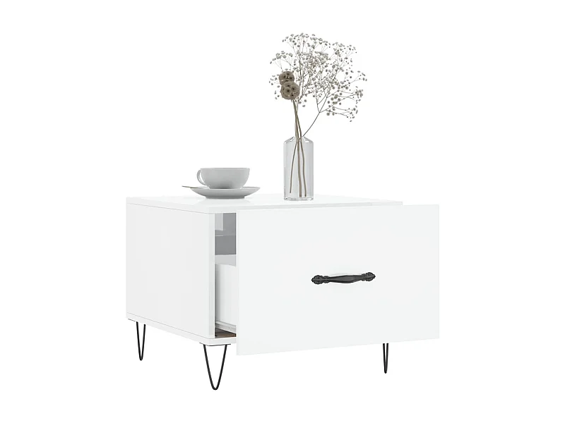 Table basse salon-Table d'appoint blanc brillant 50x50x40 cm bois d'ingénierie SHL99205