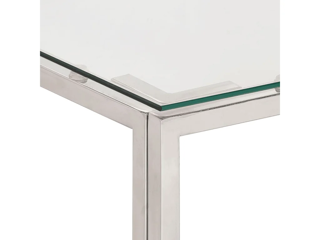 Couchtisch-Sofatisch-Beistelltische Silbern Edelstahl und Hartglas SHL65094