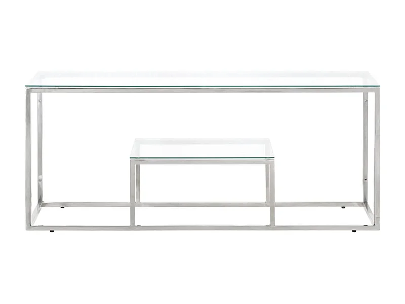 Salontafel | Woonkamertafel | Bijzettafel roestvrijstaal en gehard glas zilverkleurig