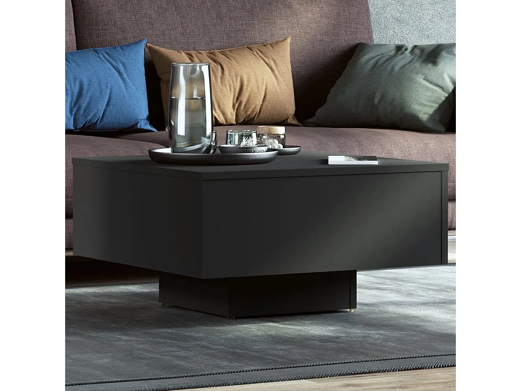 Mesa de centro | Mesa auxiliar de acero superficie de vidrio negra 98,5x50x41cm SHL46275