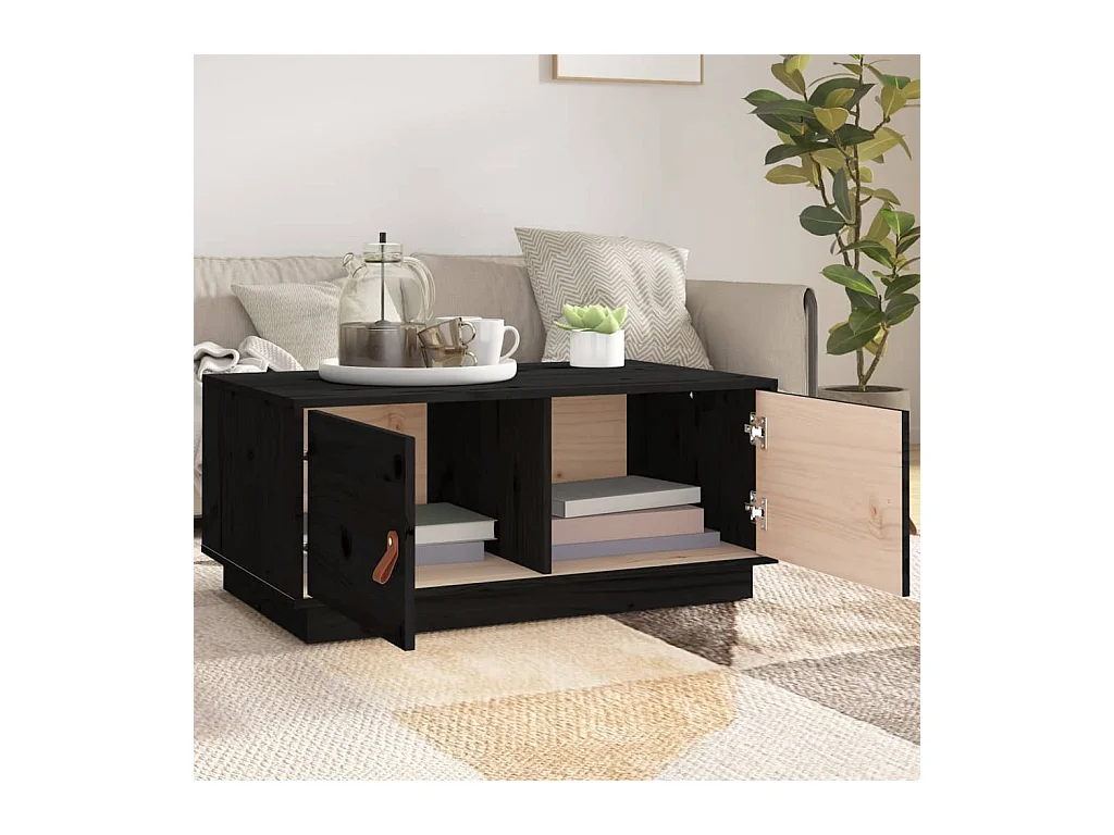 Mesa de centro | Mesa auxiliar madera contrachapada negro 90x49x45 cm SHL4729