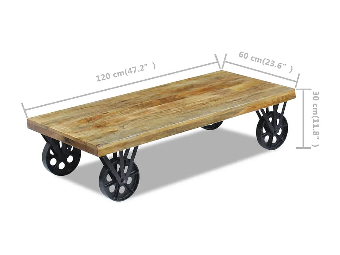 Tavolino da Salotto-Tavolino da Caffè Laterale in Legno di Mango 120x60x30 cm SHL61187