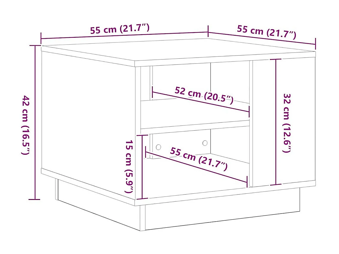 Mesa de centro-Mesa auxiliar-Mesita de centro madera contrachapada gris hormigón 60x60x38 cm SHL3139
