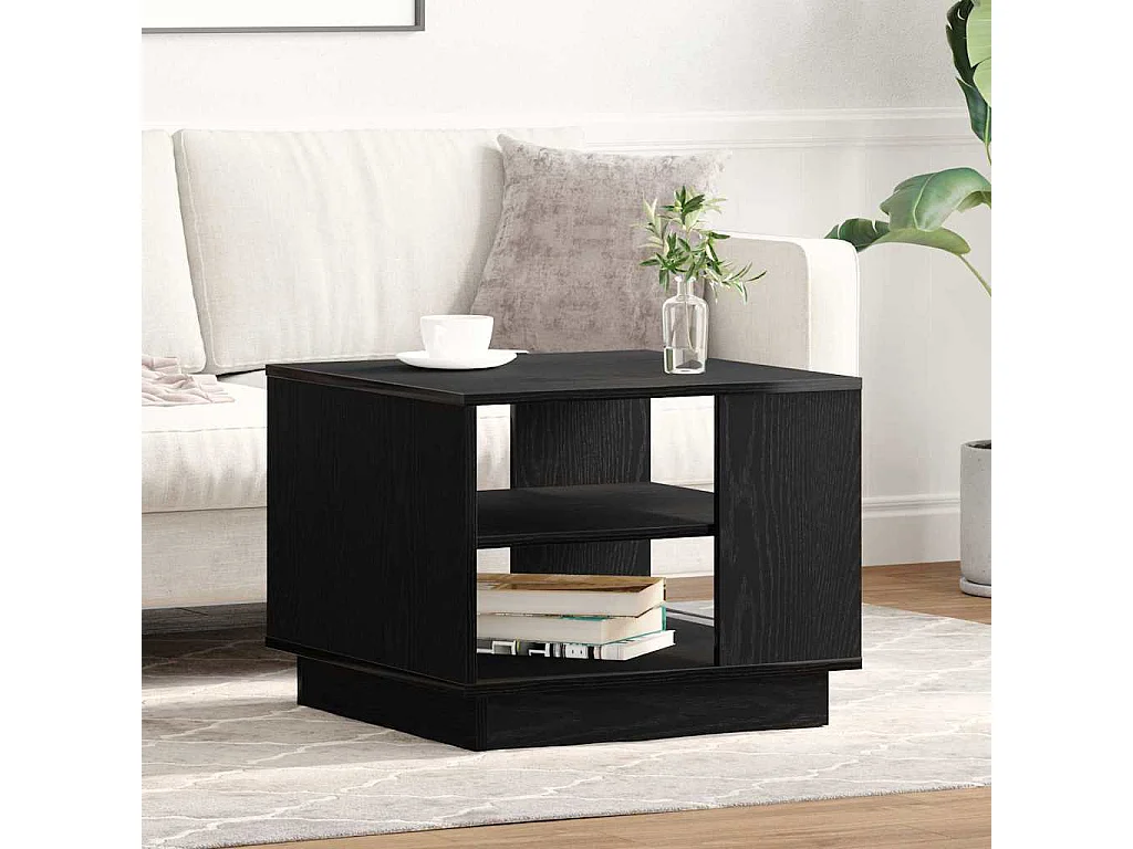 Couchtisch-Wohnzimmertisch-Beistelltische Schwarz Eichen-Optik 55x55x42 cm Holzwerkstoff SHL32764