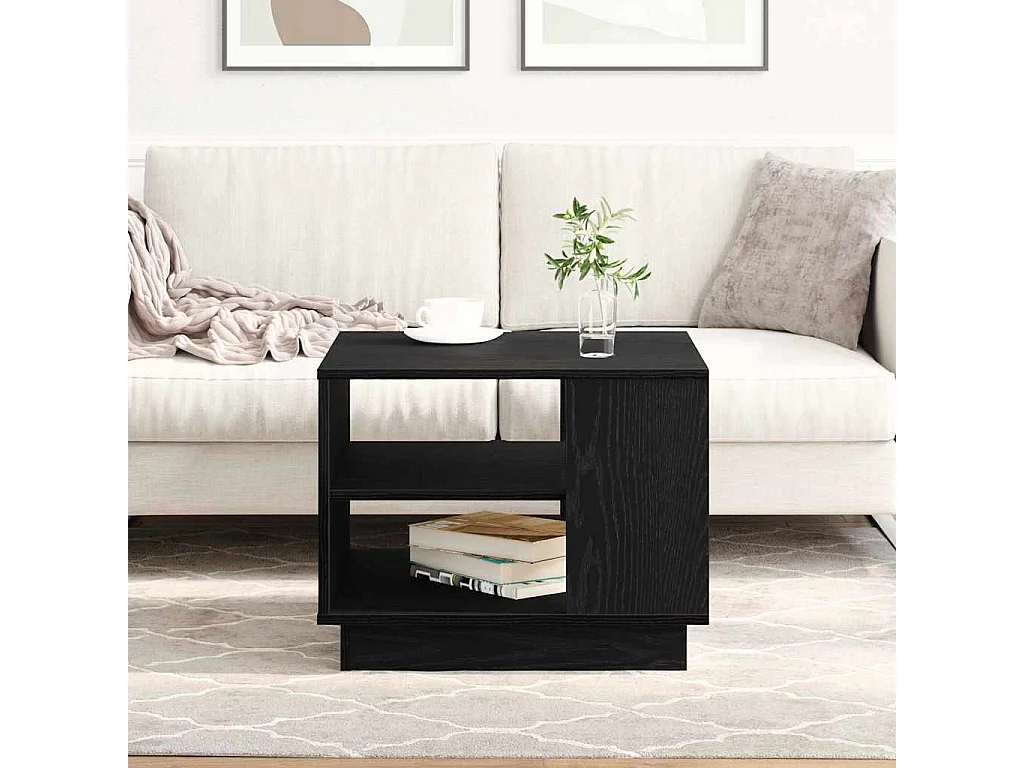 Couchtisch-Wohnzimmertisch-Beistelltische Schwarz Eichen-Optik 55x55x42 cm Holzwerkstoff SHL32764