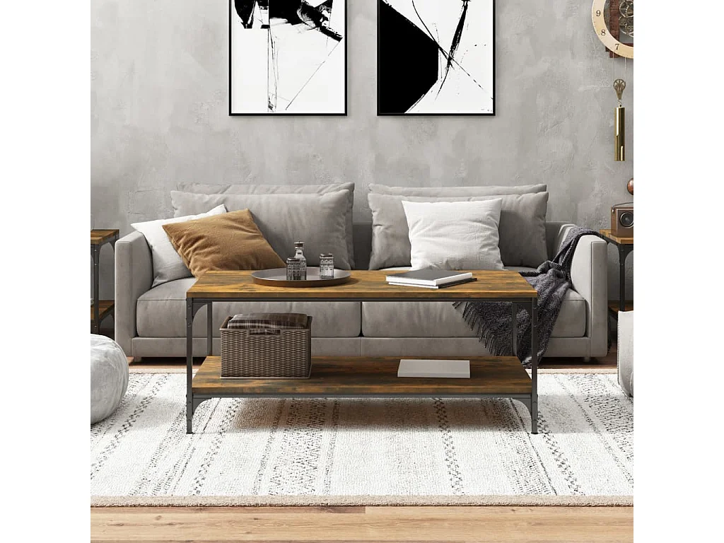 Couchtisch-Sofatisch-Beistelltische Räuchereiche 100x50x40 cm Holzwerkstoff SHL34329