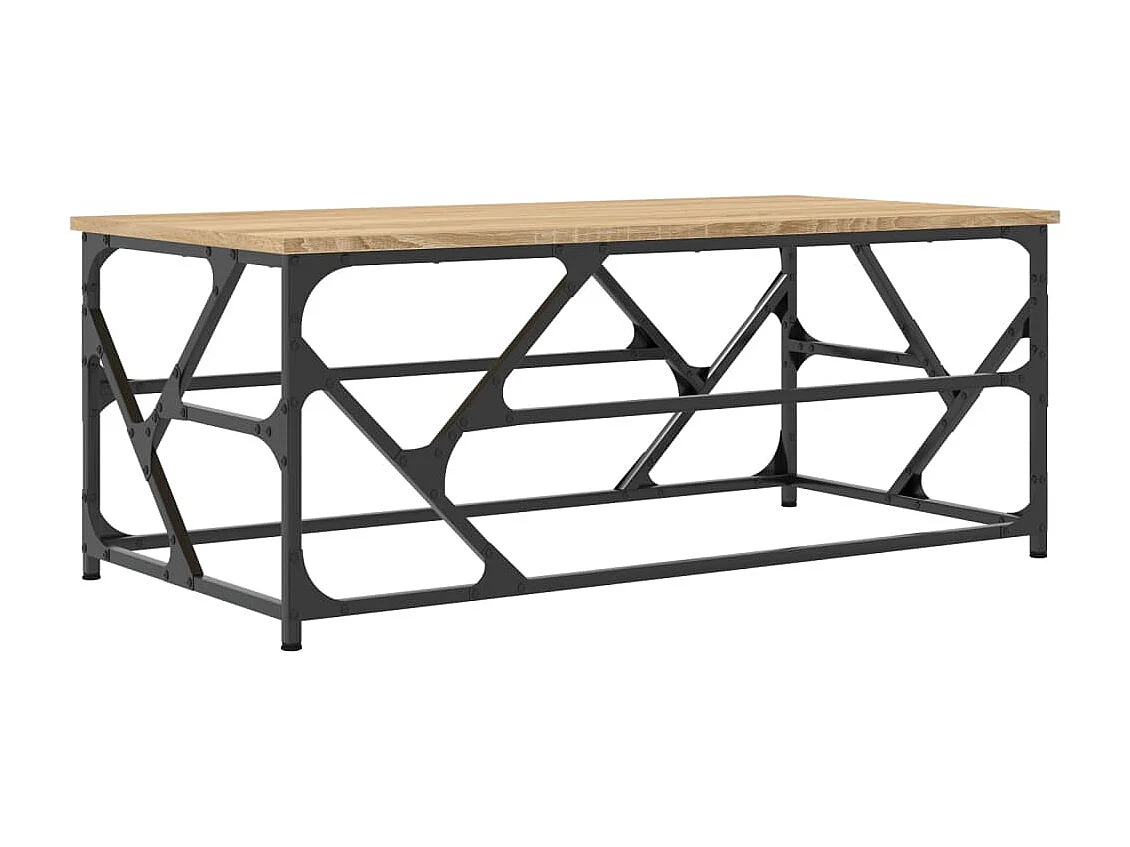 Mesa de centro-Mesa auxiliar acero inoxidable y madera maciza reciclada SHL204132