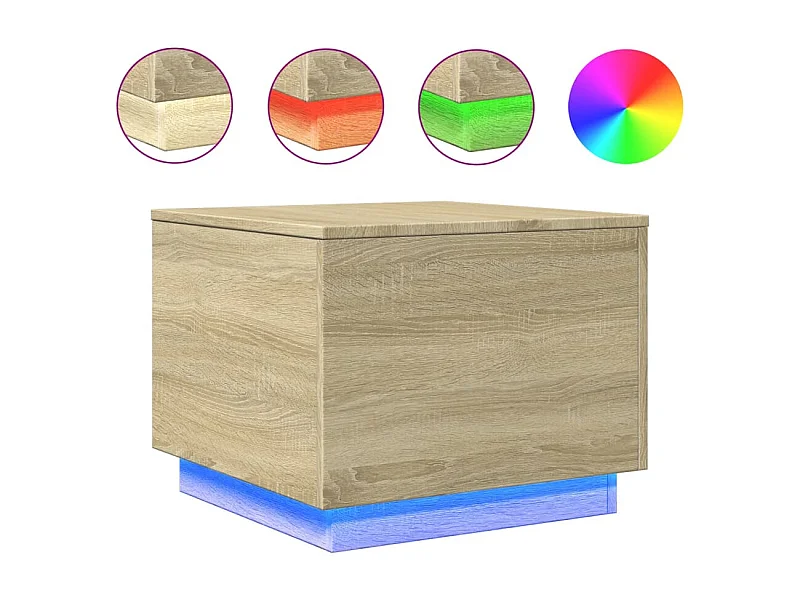 Mesa de centro | Mesa de apoio com luzes LED 50x50x40 cm carvalho sonoma