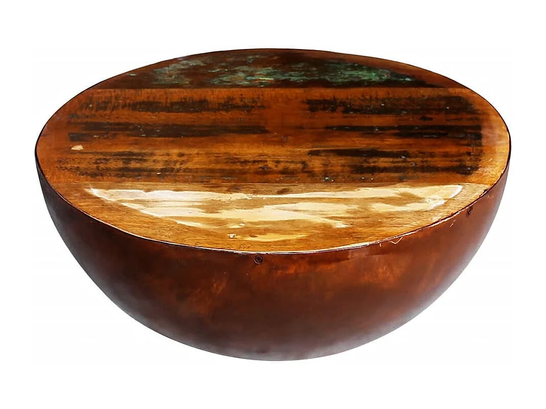 Couchtisch-Beistelltisch-Sofatisch Schalenform mit Stahlboden Altholz Massiv SHL26480