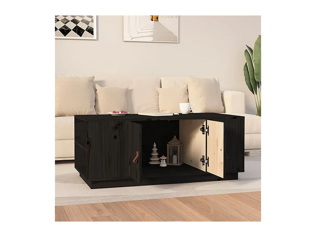 Mesa de centro | Mesa auxiliar madera contrachapada negro 90x50x36,5 cm SHL596645