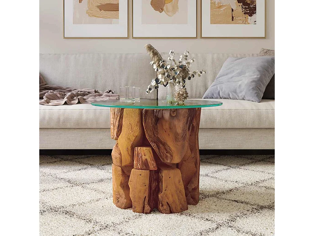 Couchtisch-Beistelltisch-Sofatisch Massivholz Teak Treibholz 60 cm SHL52026