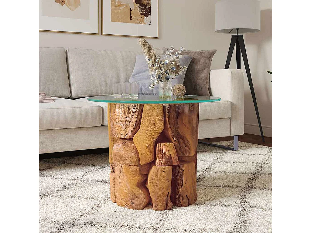 Couchtisch-Beistelltisch-Sofatisch Massivholz Teak Treibholz 60 cm SHL52026