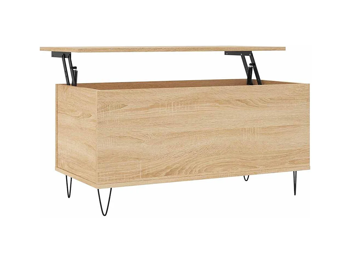 Mesa de centro | Mesa auxiliar superficie de vidrio acero negra 78,5x40x40 cm SHL4315