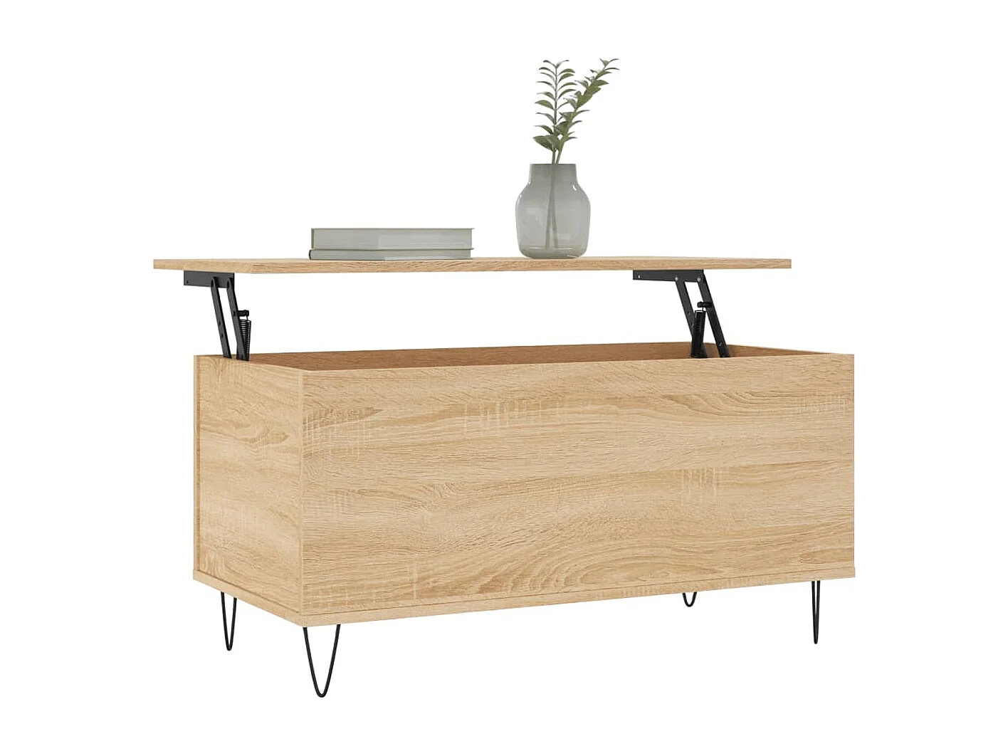 Mesa de centro | Mesa auxiliar superficie de vidrio acero negra 78,5x40x40 cm SHL4315