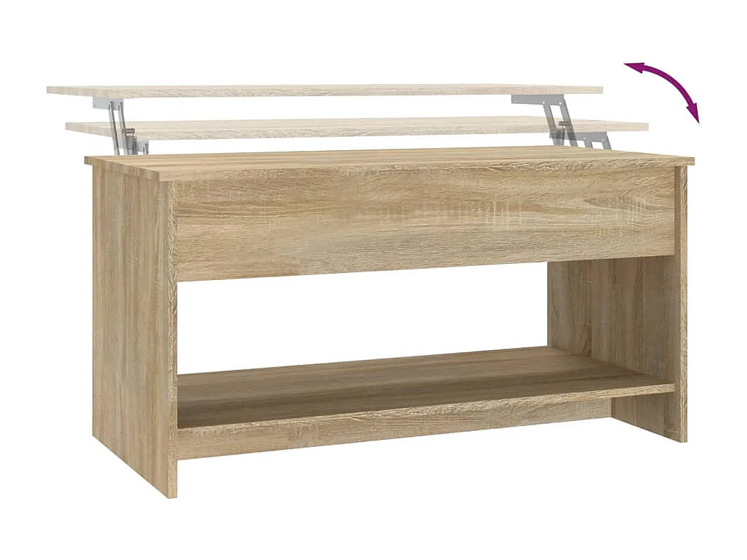 Mesa de centro | Mesa de apoio 102x50x52.5cm madeira processada carvalho sonoma