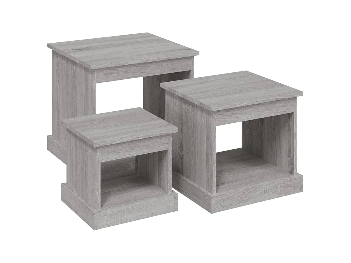 Tables basses-Table d'appoint 3 pièces sonoma gris bois d'ingénierie SHL84294