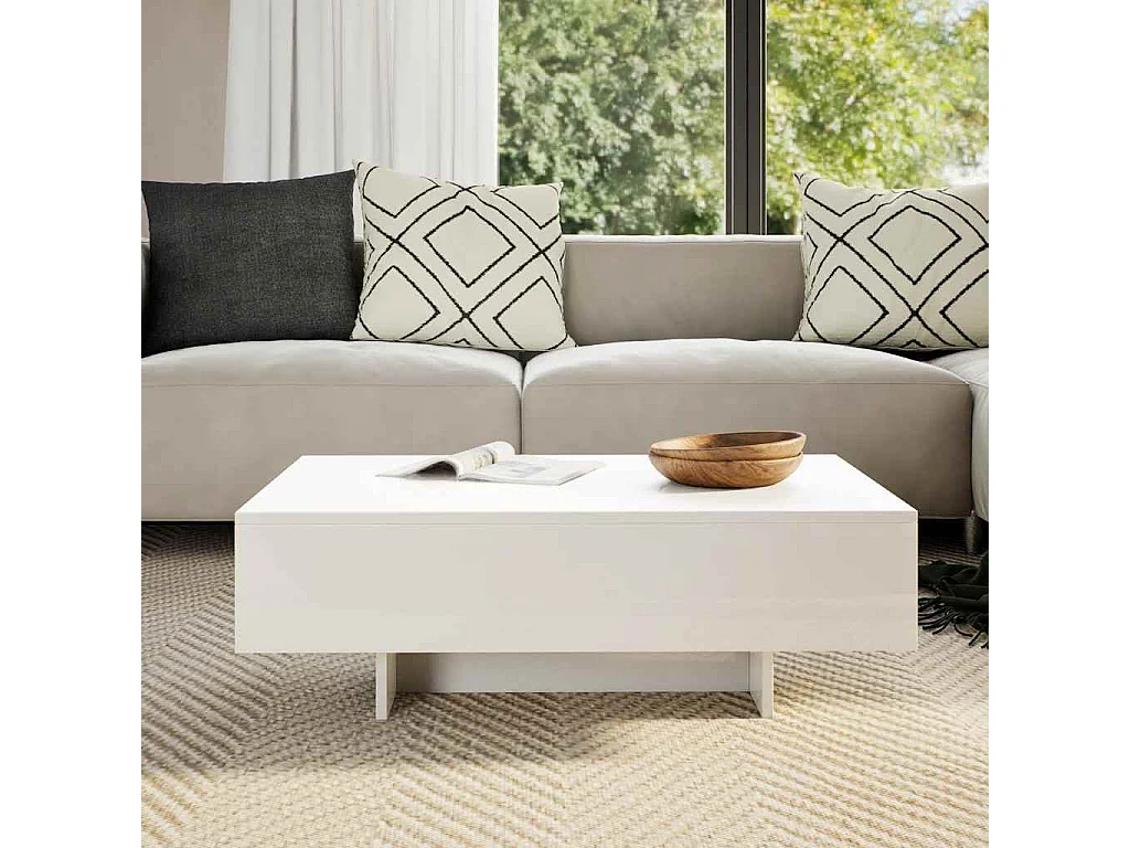 Couchtisch-Beistelltisch-Sofatisch Hochglanz-Weiß SHL31091