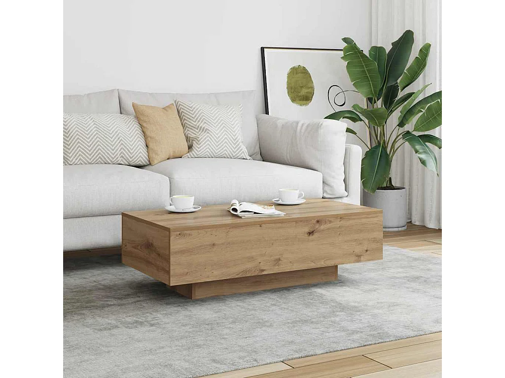 Mesa de centro-Mesa auxiliar MDF y hierro marrón claro y negro 90x45x40 cm SHL3111