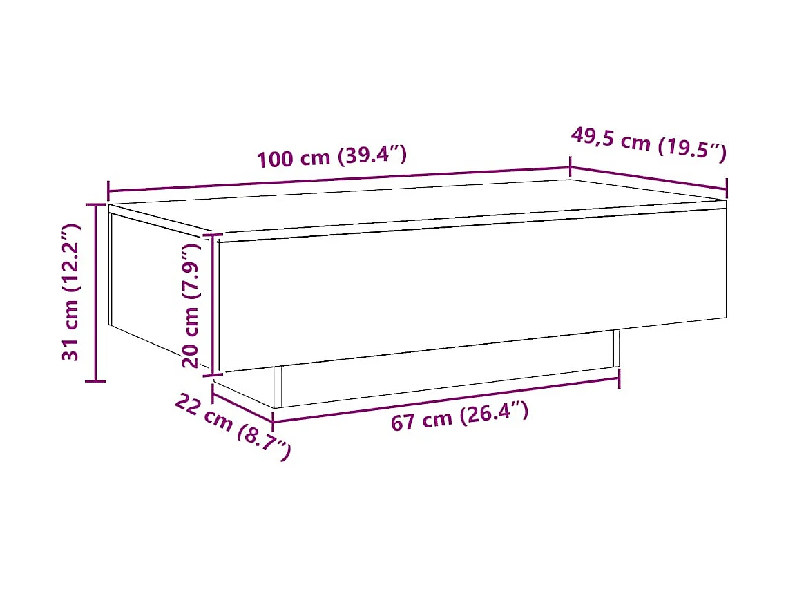 Mesa de centro-Mesa auxiliar MDF y hierro marrón claro y negro 90x45x40 cm SHL3111