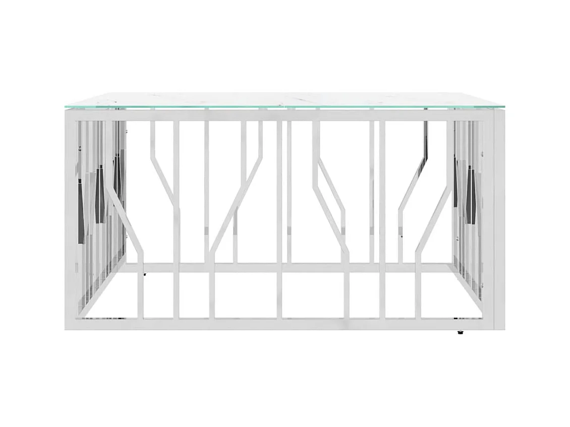Mesa de centro | Mesa de apoio | Mesa de café 80x80x40 cm aço inoxidável e vidro prateado