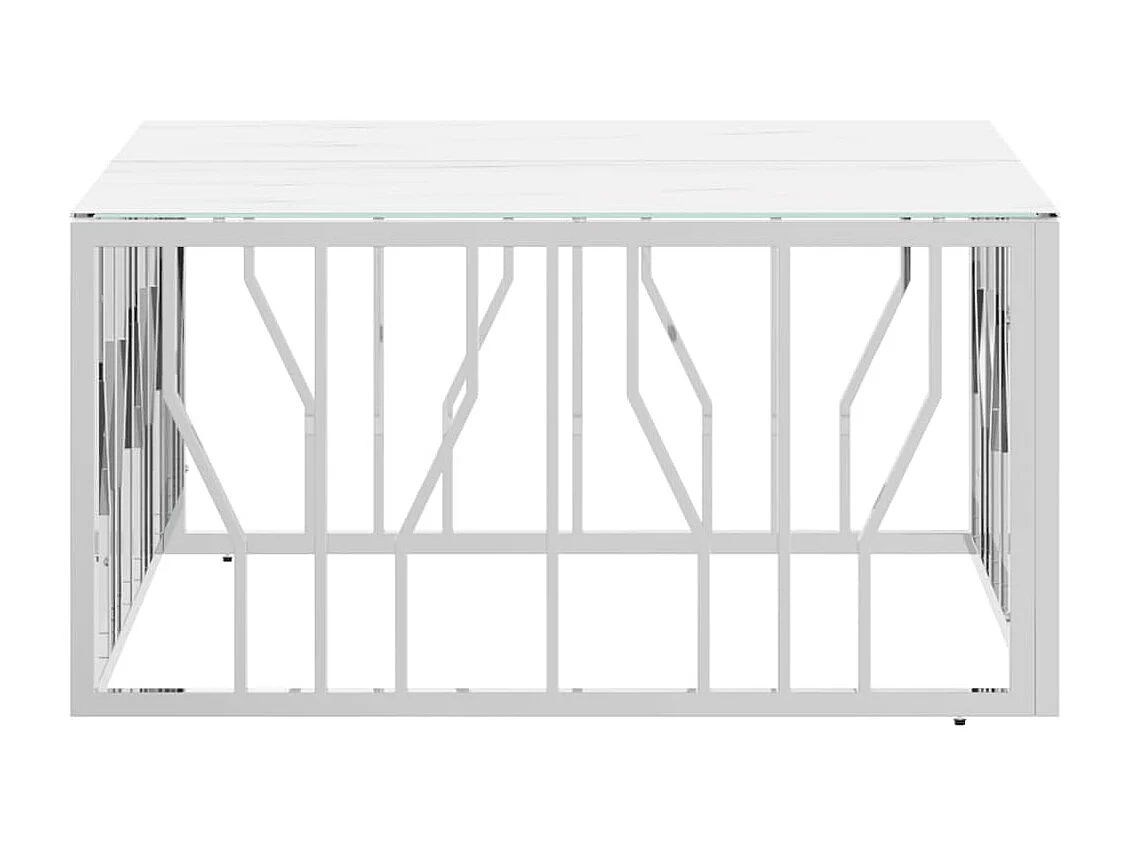 Table basse salon-Table d'appoint argenté 80x80x40 cm acier inoxydable et verre SHL76494