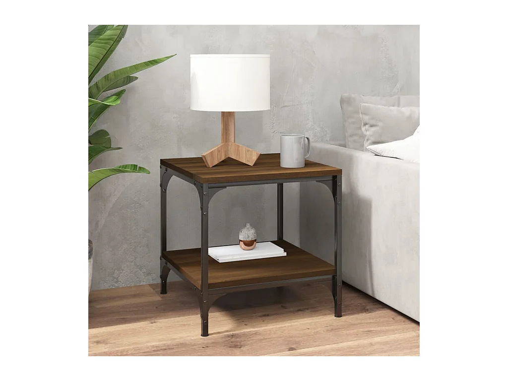 Mesa de centro | Mesa auxiliar madera contrachapada roble ahumado 60x50x36,5 cm SHL2087