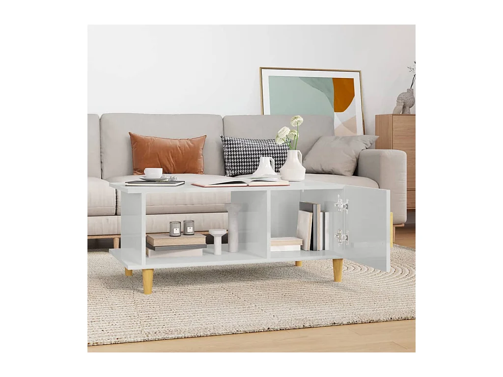 Mesa de centro | Mesa auxiliar madera contrachapada blanco 80x80x36,5 cm SHL3788