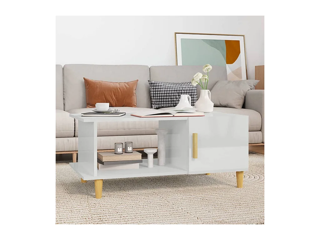 Mesa de centro | Mesa auxiliar madera contrachapada blanco 80x80x36,5 cm SHL3788