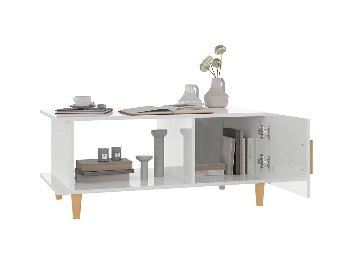 Mesa de centro | Mesa auxiliar madera contrachapada blanco 80x80x36,5 cm SHL3788