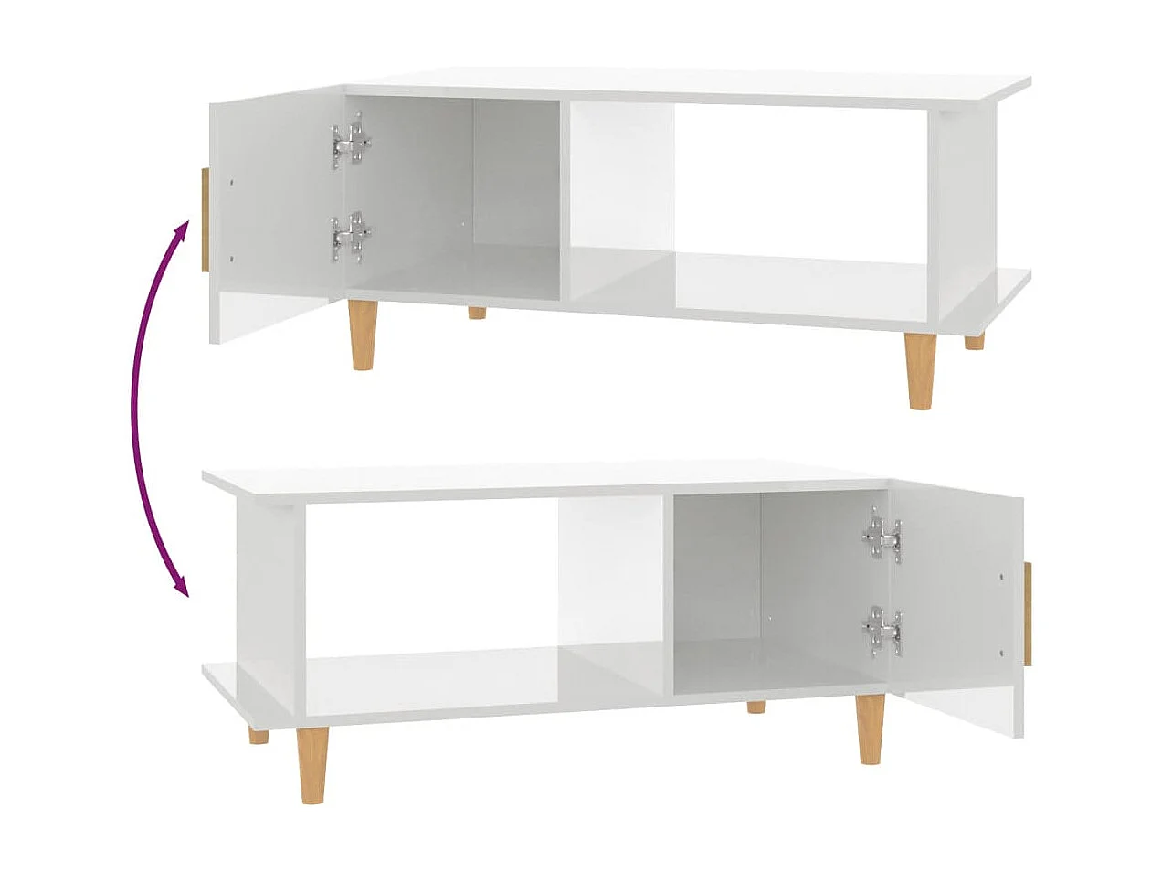 Couchtisch-Sofatisch-Beistelltische Hochglanz-Weiß 90x50x40 cm Holzwerkstoff SHL78253