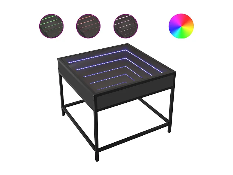 Table basse salon-Table d'appoint avec LED Infinity noir 50x50x41 cm SHL26150