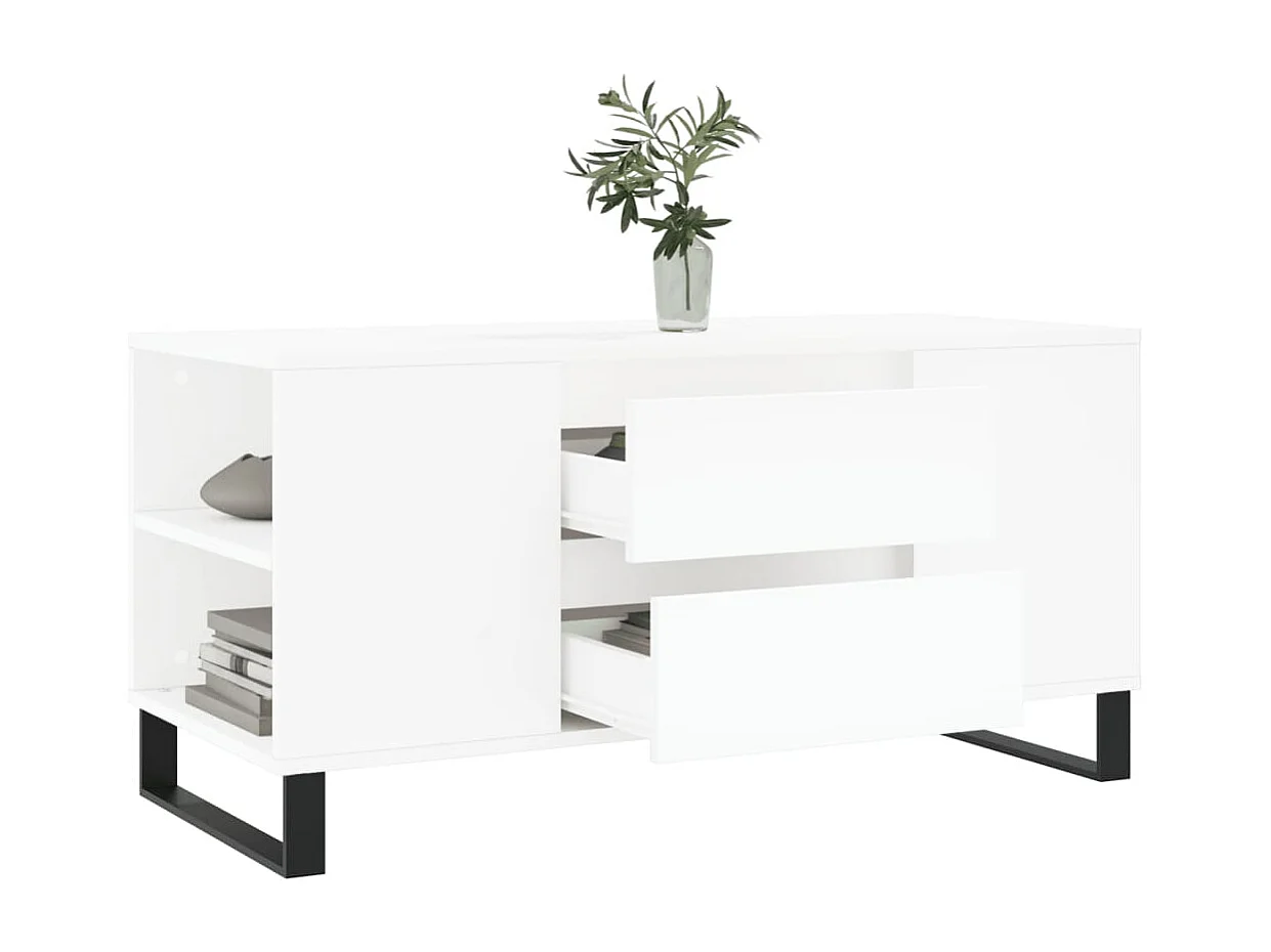 Couchtisch-Wohnzimmertisch-Beistelltische Weiß 102x44,5x50 cm Holzwerkstoff SHL13096