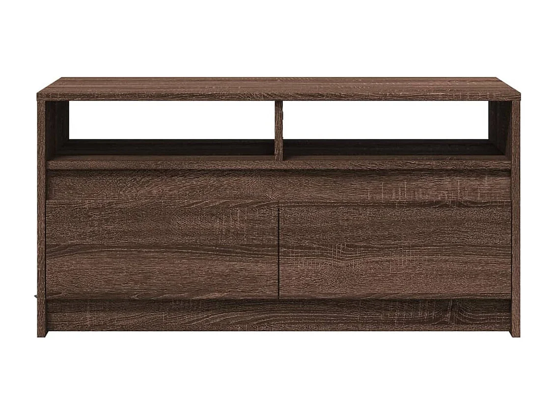 Mesa de centro | Mesa de apoio c/ luzes LED derivados madeira carvalho castanho