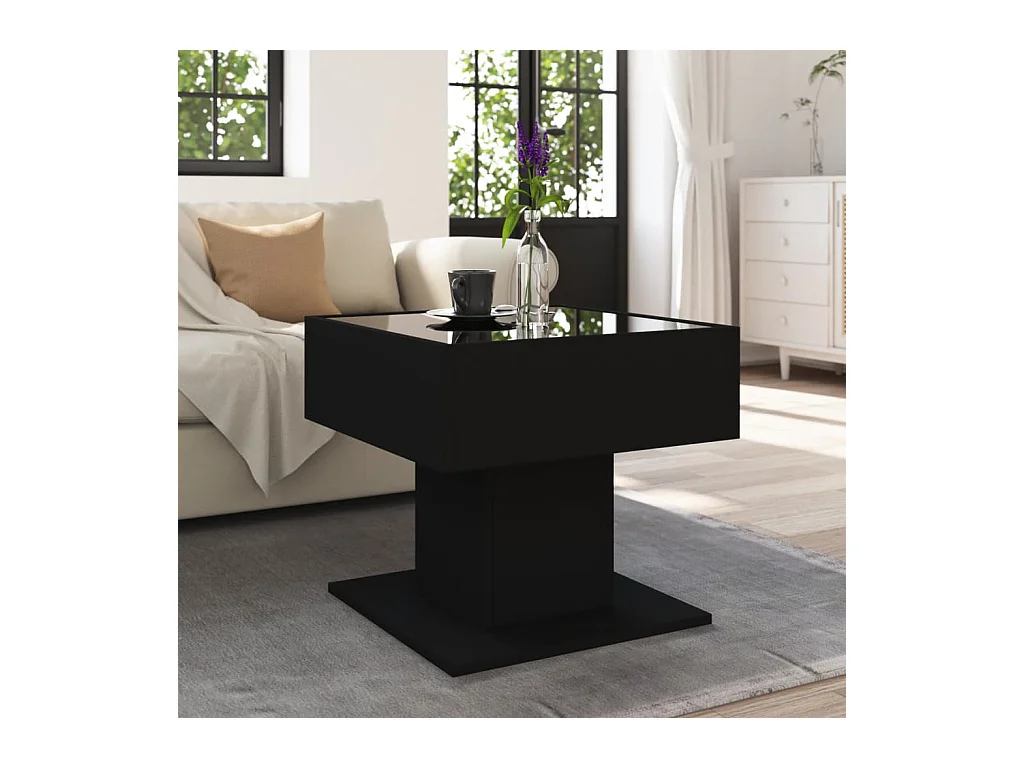 Mesa de centro-Mesa auxiliar madera contrachapada negra 50x50x35 cm SHL404