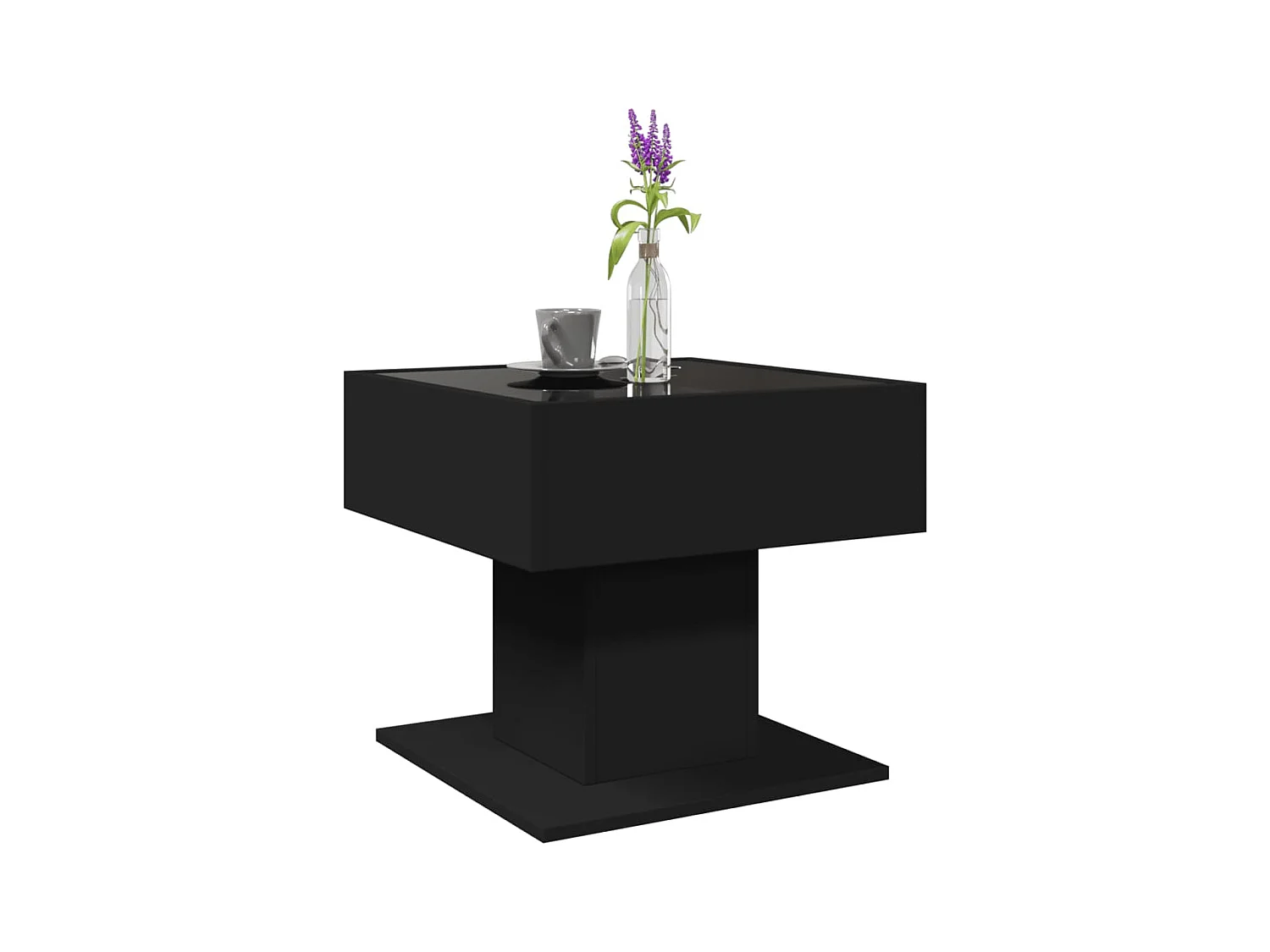 Mesa de centro-Mesa auxiliar madera contrachapada negra 50x50x35 cm SHL404