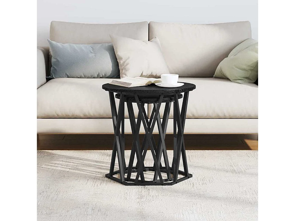 Mesa de centro-Mesa auxiliar-Mesita de centro madera ingeniería negra 105x55x32 cm SHL3420