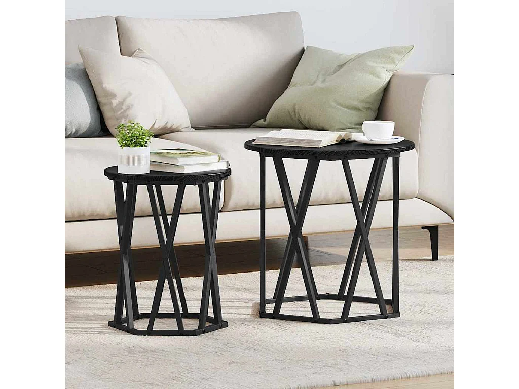 Mesa de centro-Mesa auxiliar-Mesita de centro madera ingeniería negra 105x55x32 cm SHL3420