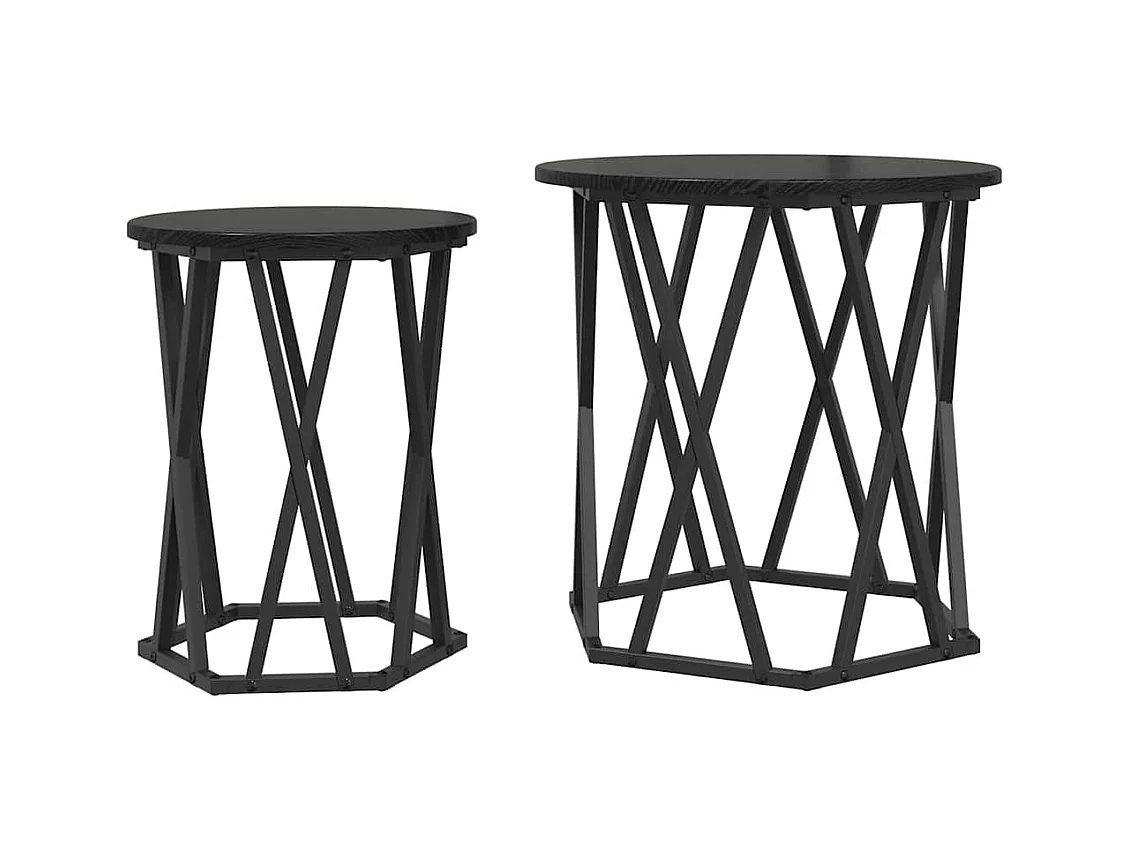 Tables basses salon-Tables d'appoint 2 pcs en bois noir stratifié SHL84712