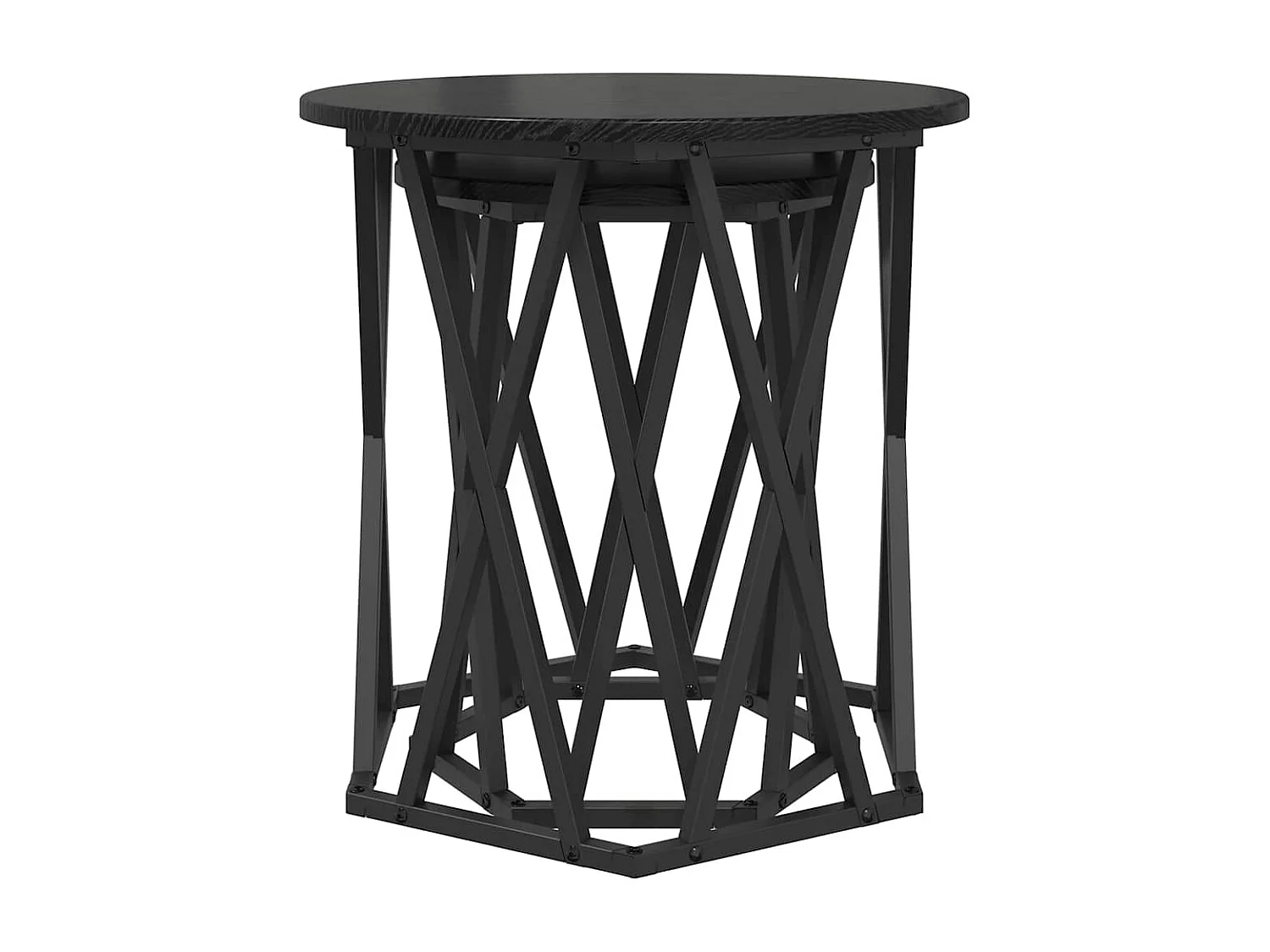 Couchtisch 2er Set-Sofatisch-Beistelltische Schwarz Eichen-Optik Ingenieure Holz und Stahl SHL90155