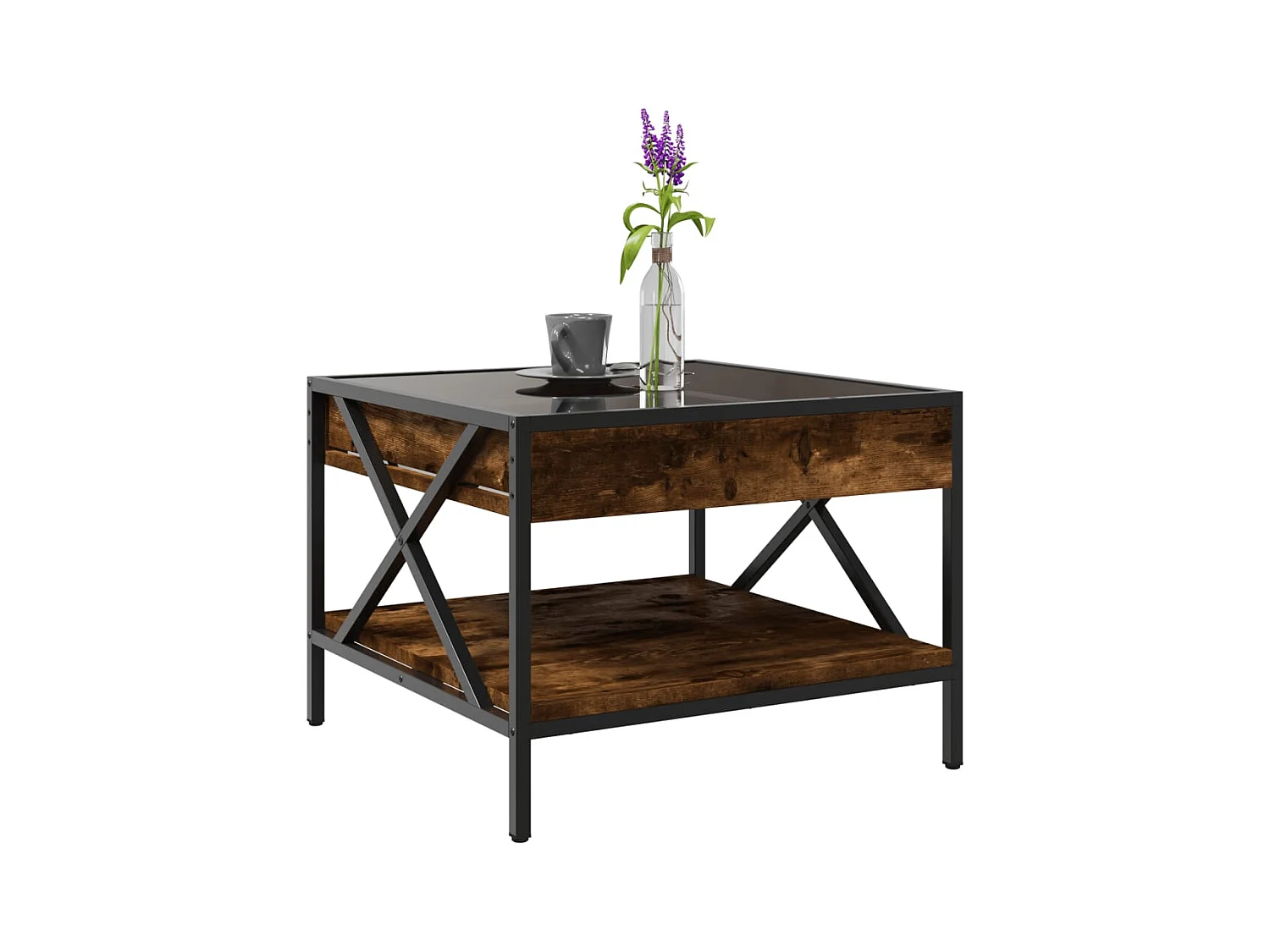 Mesa de centro-Mesa auxiliar madera de ingeniería roble ahumado 51x50x45 cm SHL1351