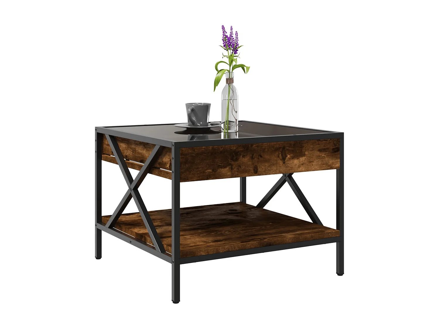 Couchtisch mit Infinity-LED | Beistelltische | Sofatisch Räuchereiche 50x50x38 cm SHL66294