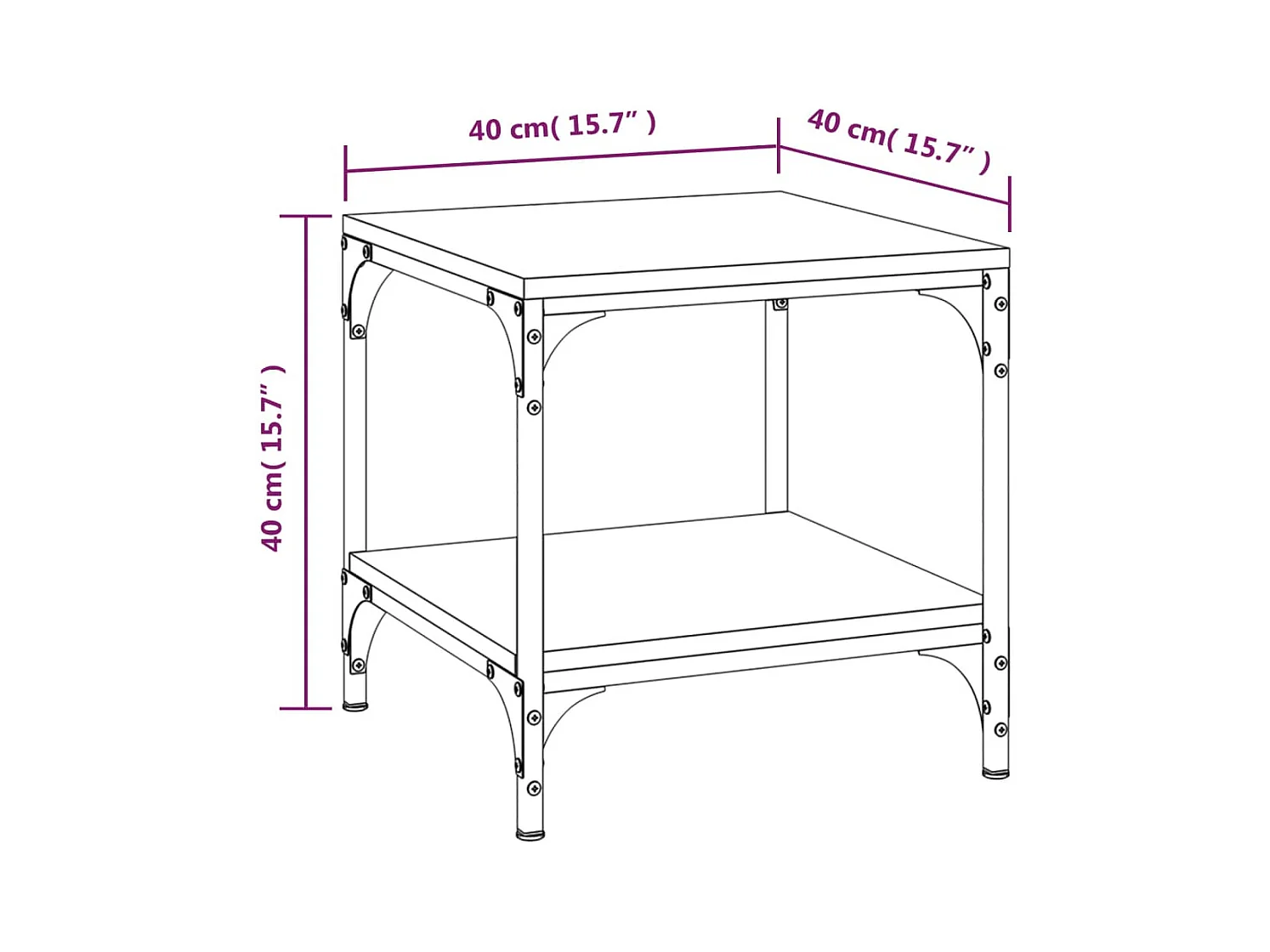 Mesa de centro | Mesa auxiliar madera contrachapada roble ahumado 60x44,5x45 cm SHL4544